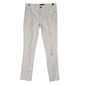 Bebe Heartbreaker Skinny Jeans White Distressed Ripped Size 27
